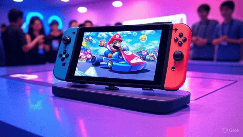 nintendo switch 2 console with mario kart world gameplay